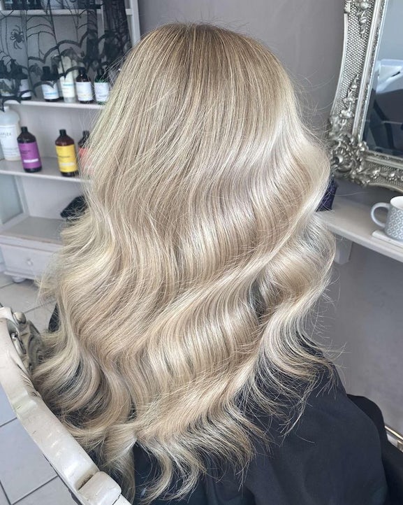 Soft blonde waves, photographed in the Bijou salon